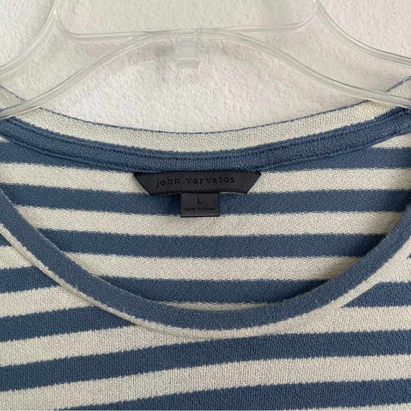 John Varvatos Collection Striped Short Sleeve Silk / Cotton Tee T Shirt - Picture 3 of 6